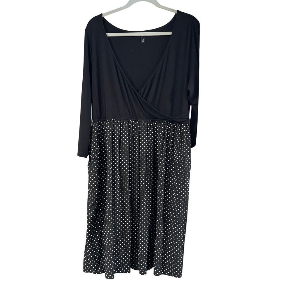 Torrid Black Polka Dot Faux Wrap Dress Size 2 Plus Size 2x 18-20